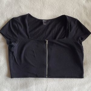 Black crop top with zipper